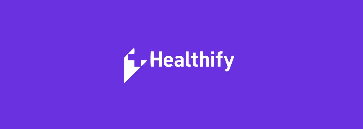 The Healthify logo on a purple background