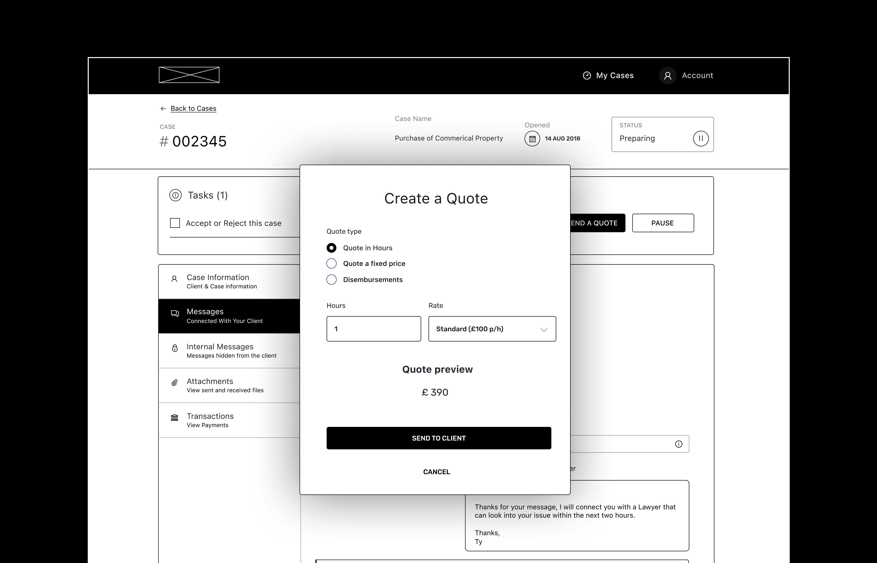 Black and white prototypes of the Lawbite product.