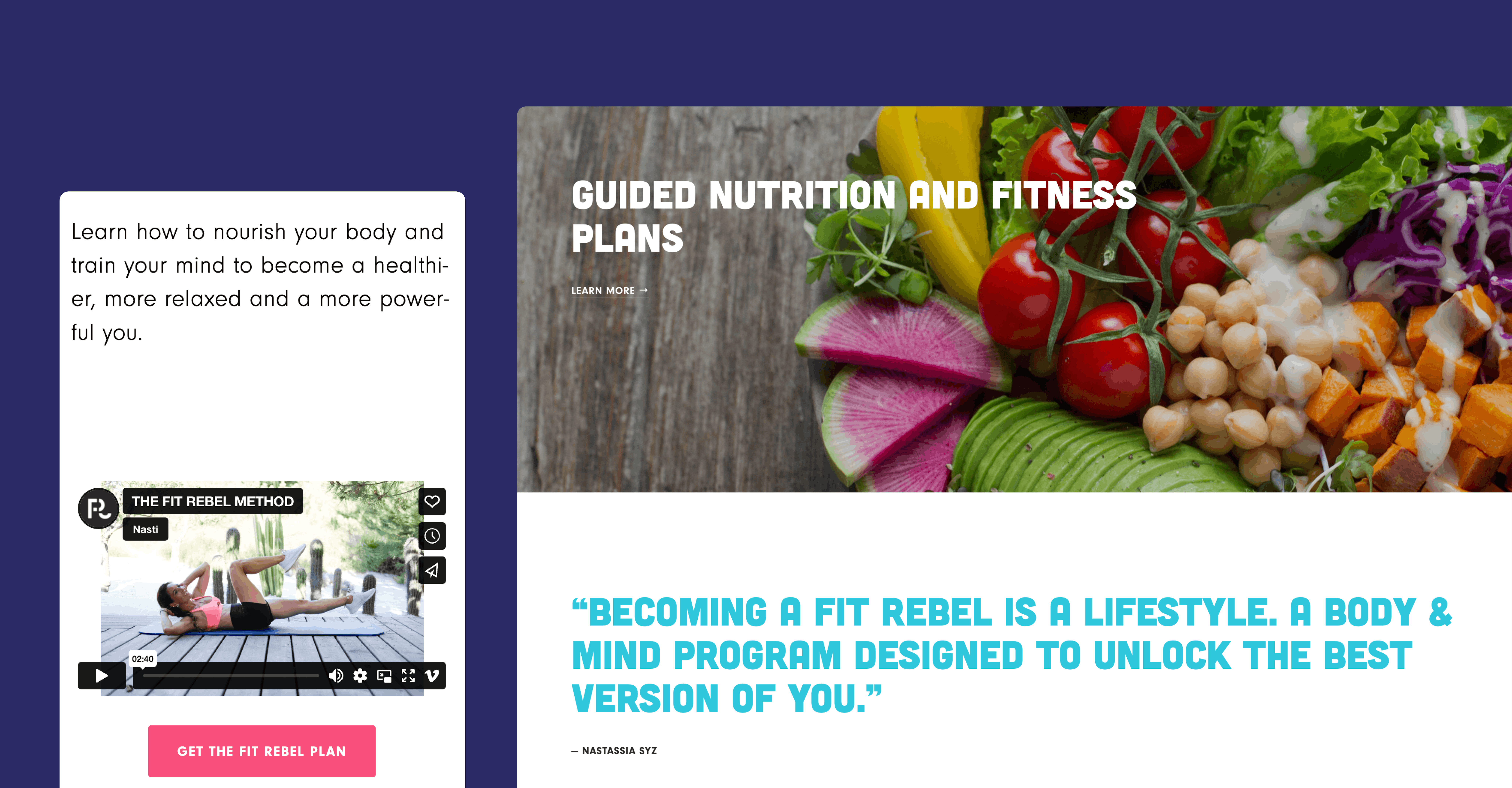 Mobile view and web view of The Fit Rebel website content