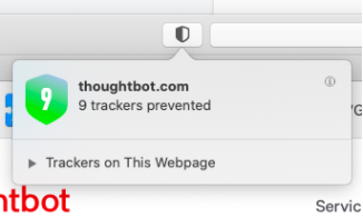 a tracker warning pops up for thoughtbot.com